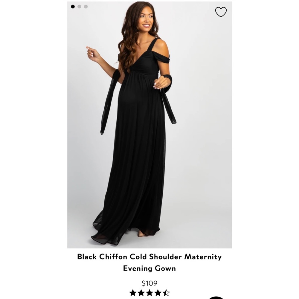 Black Chiffon Cold Shoulder Maternity Evening Gown